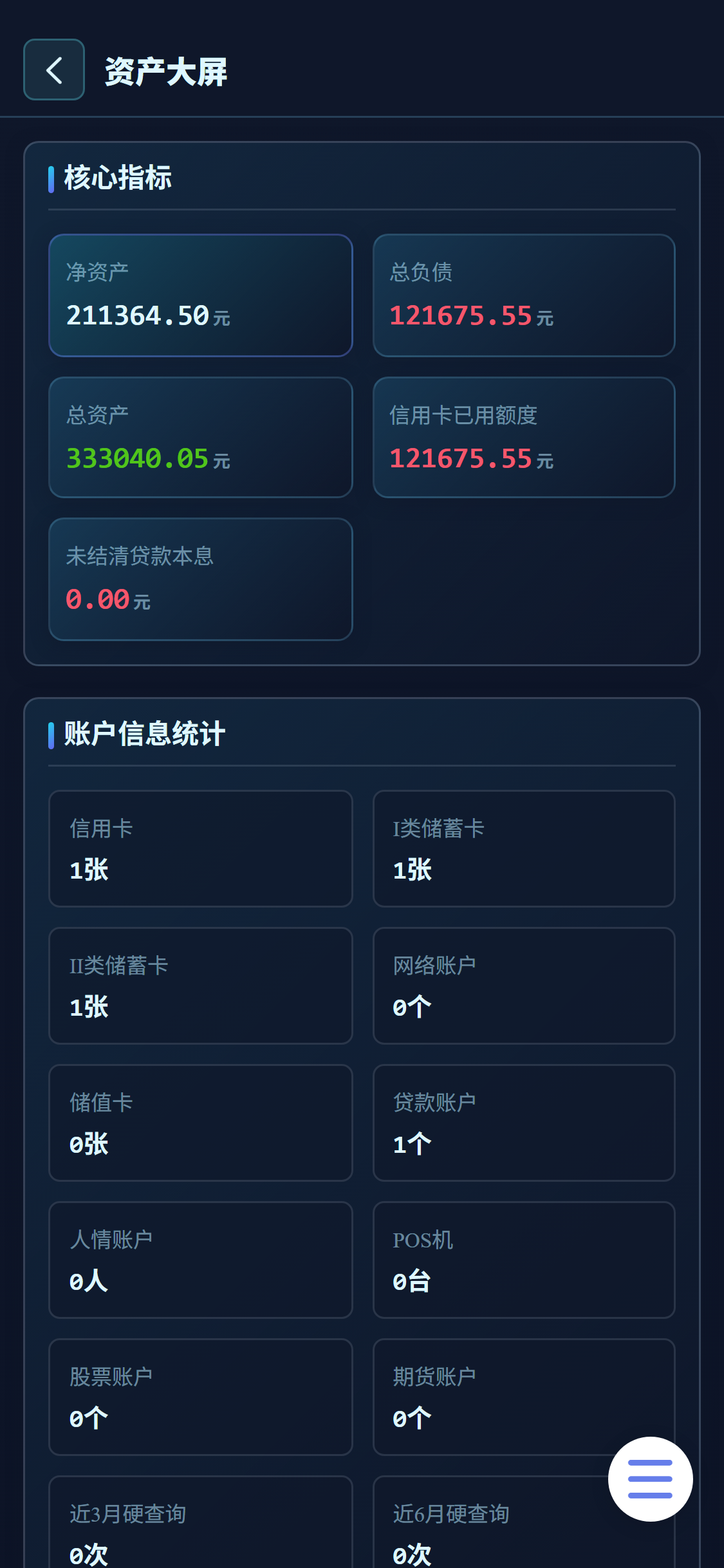 智聪记账移动端资产大屏